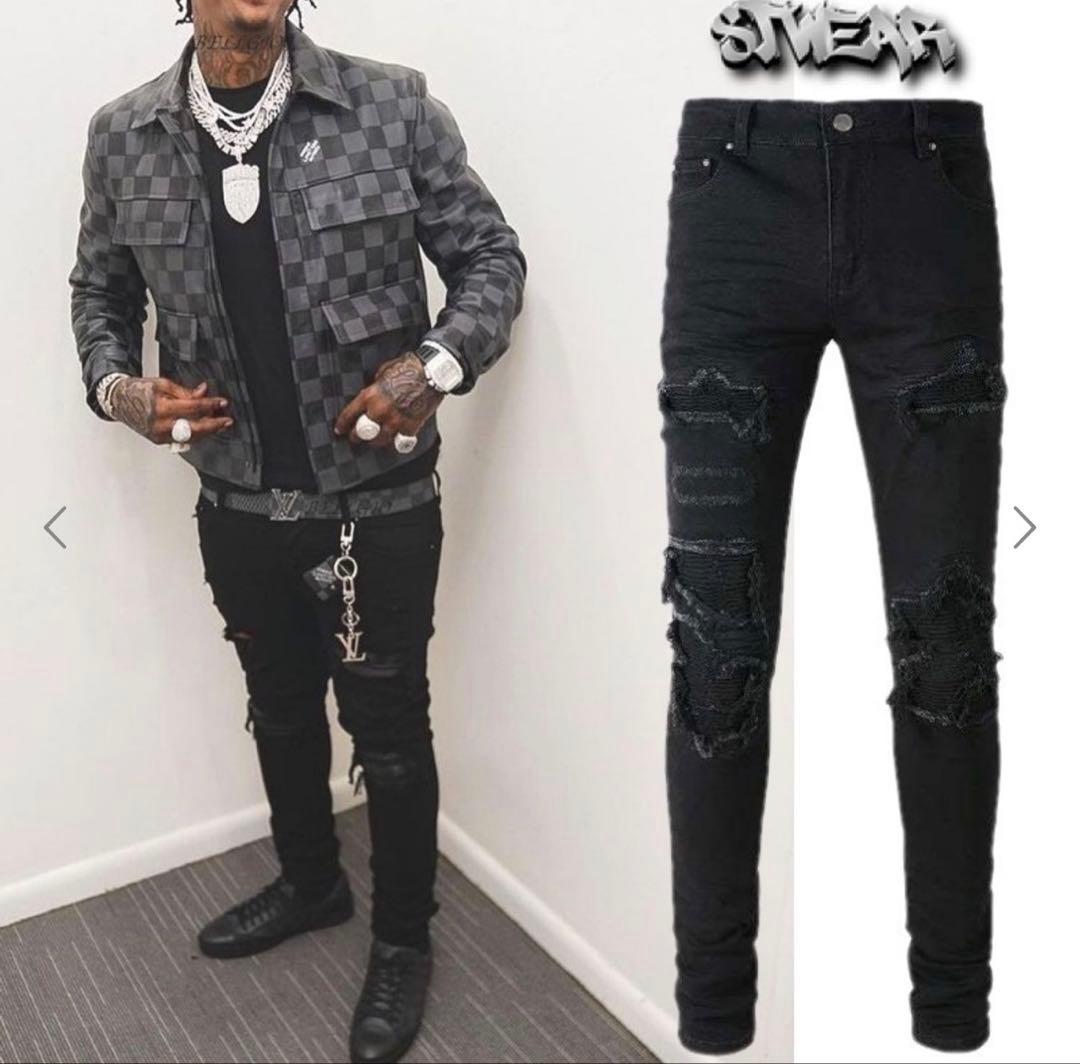 stwear UKドリル ダメージジーンズ