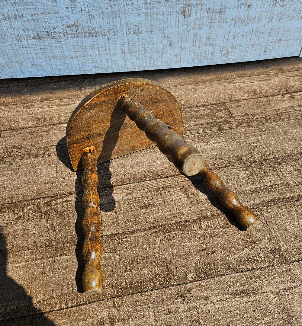 フランスアンティーク 木製 ウッドスツール 花台 飾り台 ドール ボビンレッグ