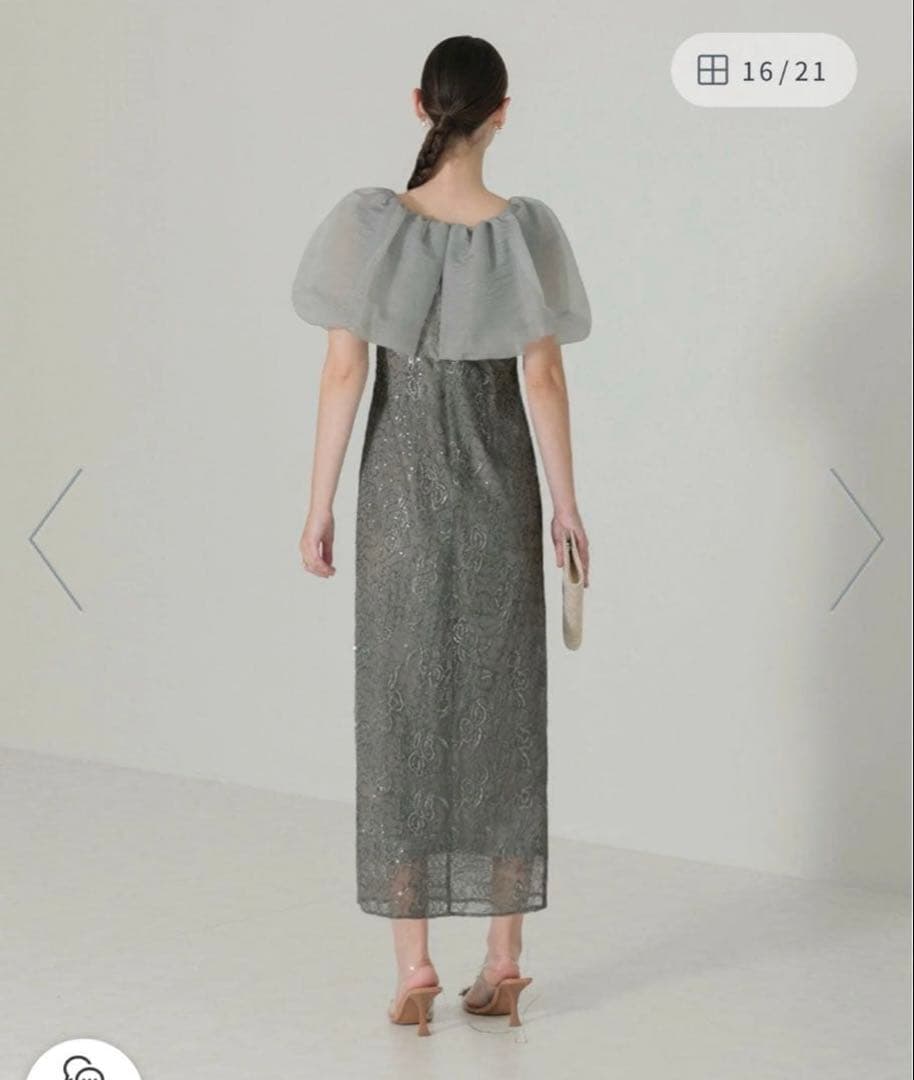 LEJA 2WAYオフショルダーパフスリーブIラインワンピースドレス