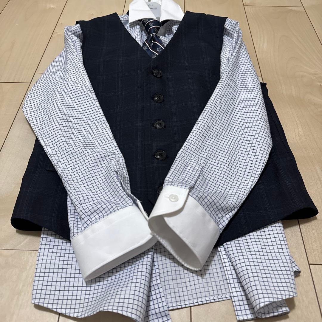 BEAMS DESIGN フォーマルスーツ ３ピーススーツ 卒業式 紺系 160