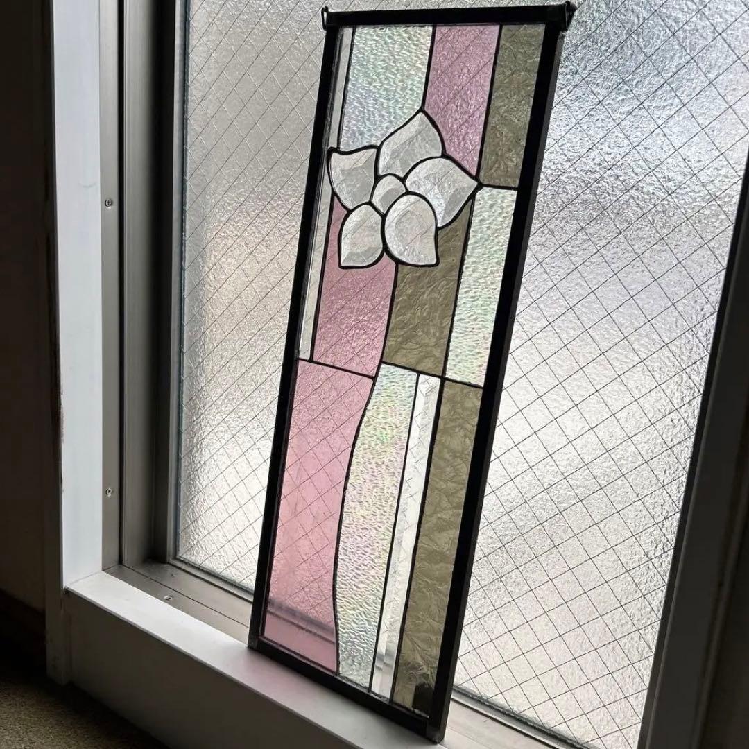 ステンドグラス♦︎ピンクフラワーパネル