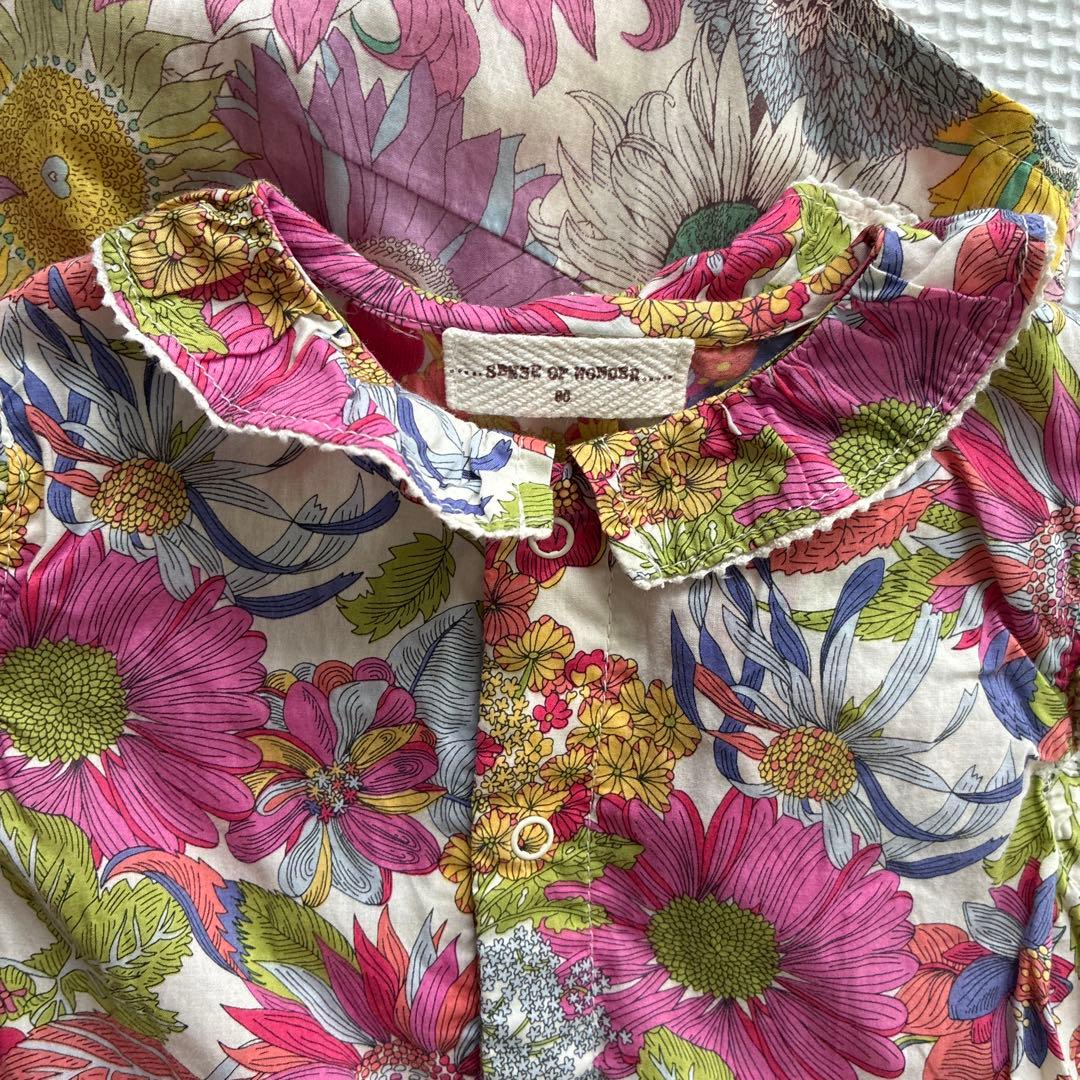 同梱あり専用ベビー80花柄ロンパース・ママ用ドレスセット　双子コーデ