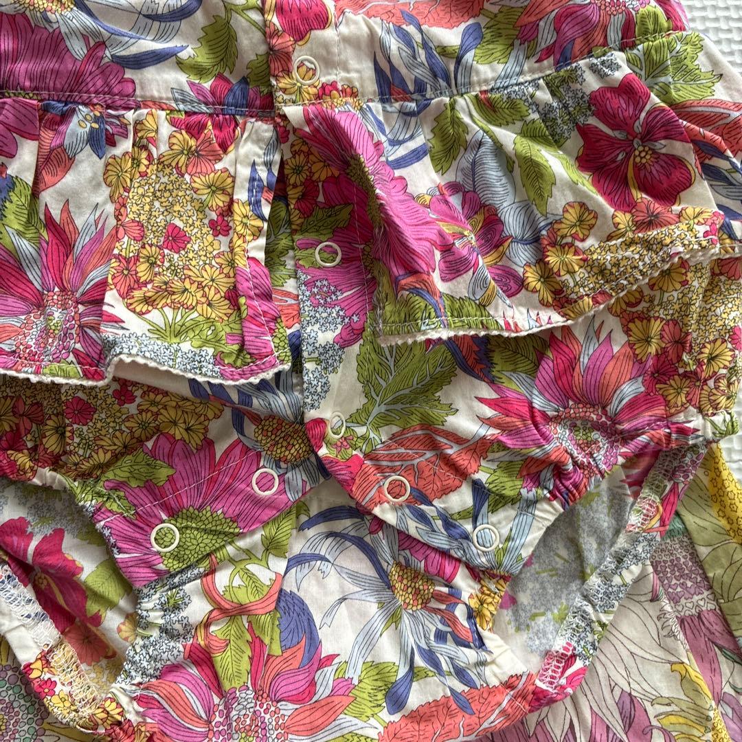 同梱あり専用ベビー80花柄ロンパース・ママ用ドレスセット　双子コーデ
