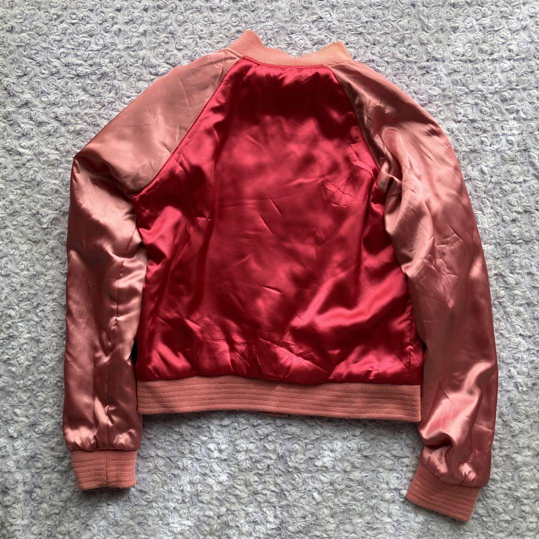 ピンク　スカジャン　天女　花柄　和柄　リバーシブル