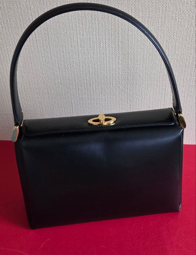 WAKO 銀座和光 ターンロック フォーマルバッグ ハンドバッグ 革 黒