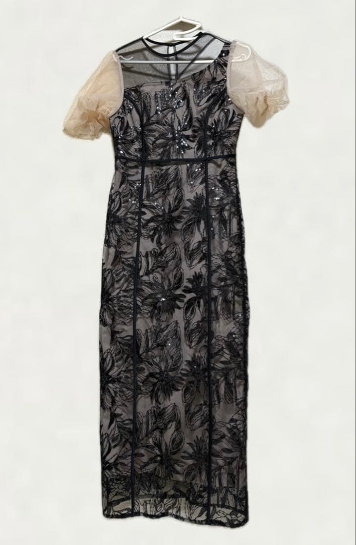 【 leja 】アシンメトリーシアーフラワーワンピースドレス