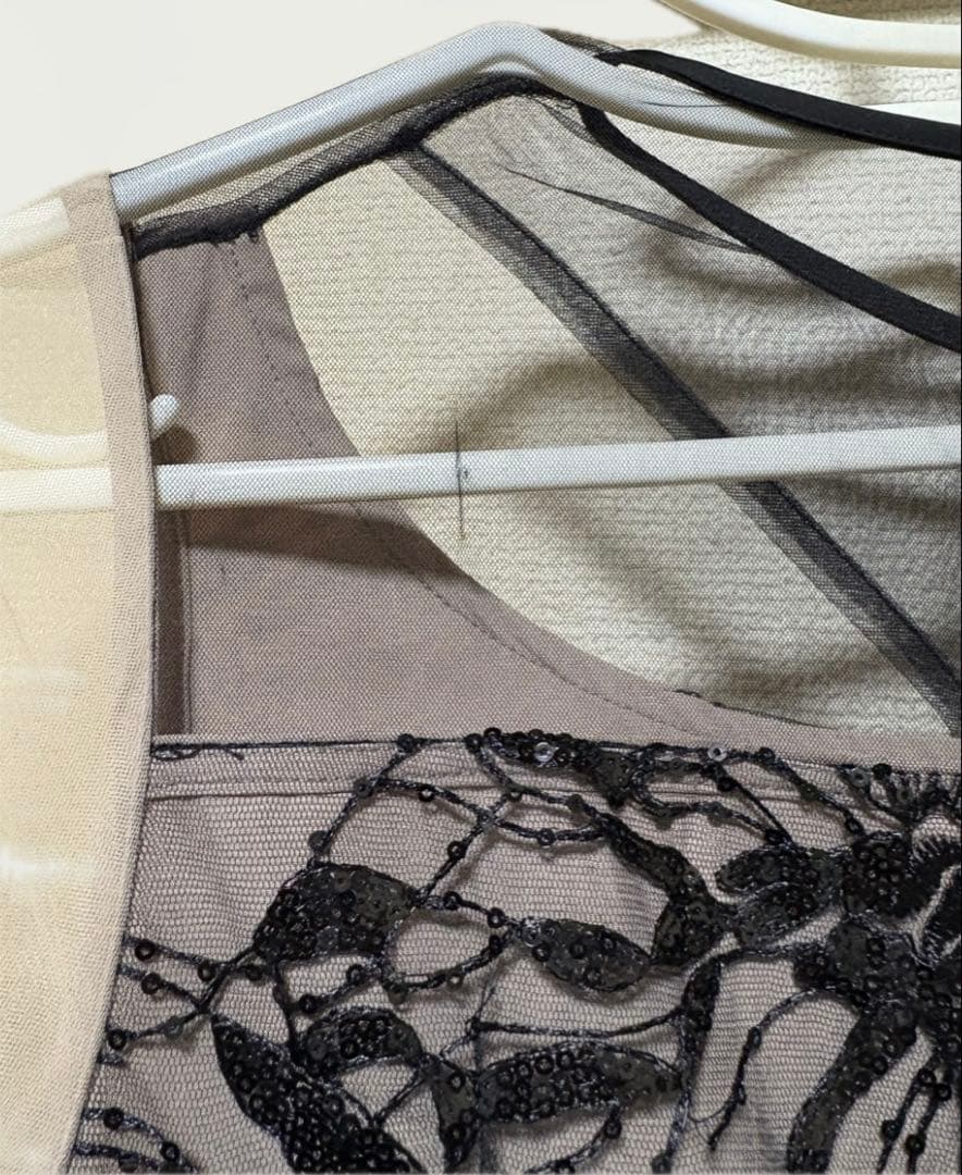 【 leja 】アシンメトリーシアーフラワーワンピースドレス