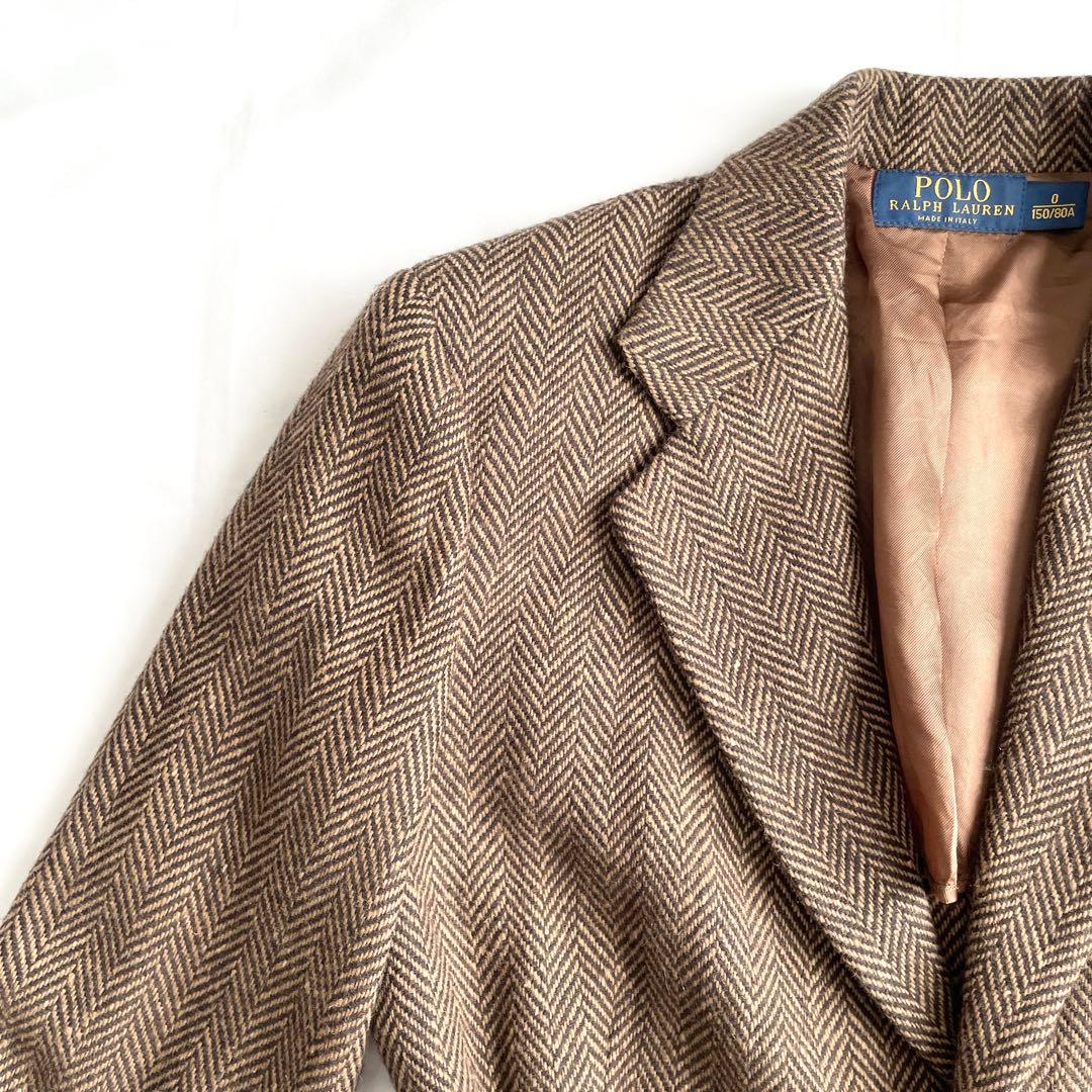 ポロラルフローレン　ヘリンボーン ウール テーラードジャケット 牛革ボタン