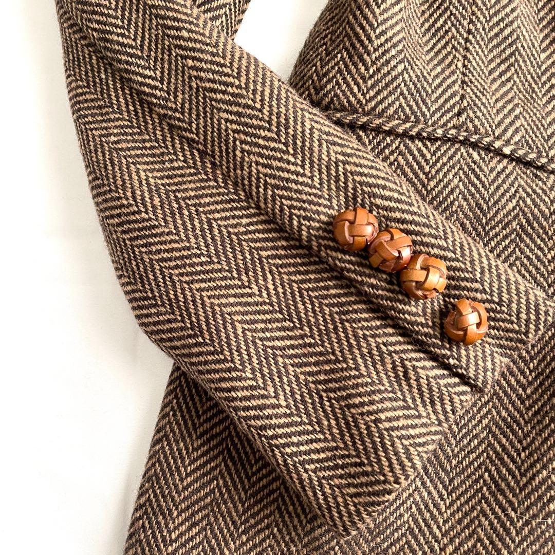 ポロラルフローレン　ヘリンボーン ウール テーラードジャケット 牛革ボタン