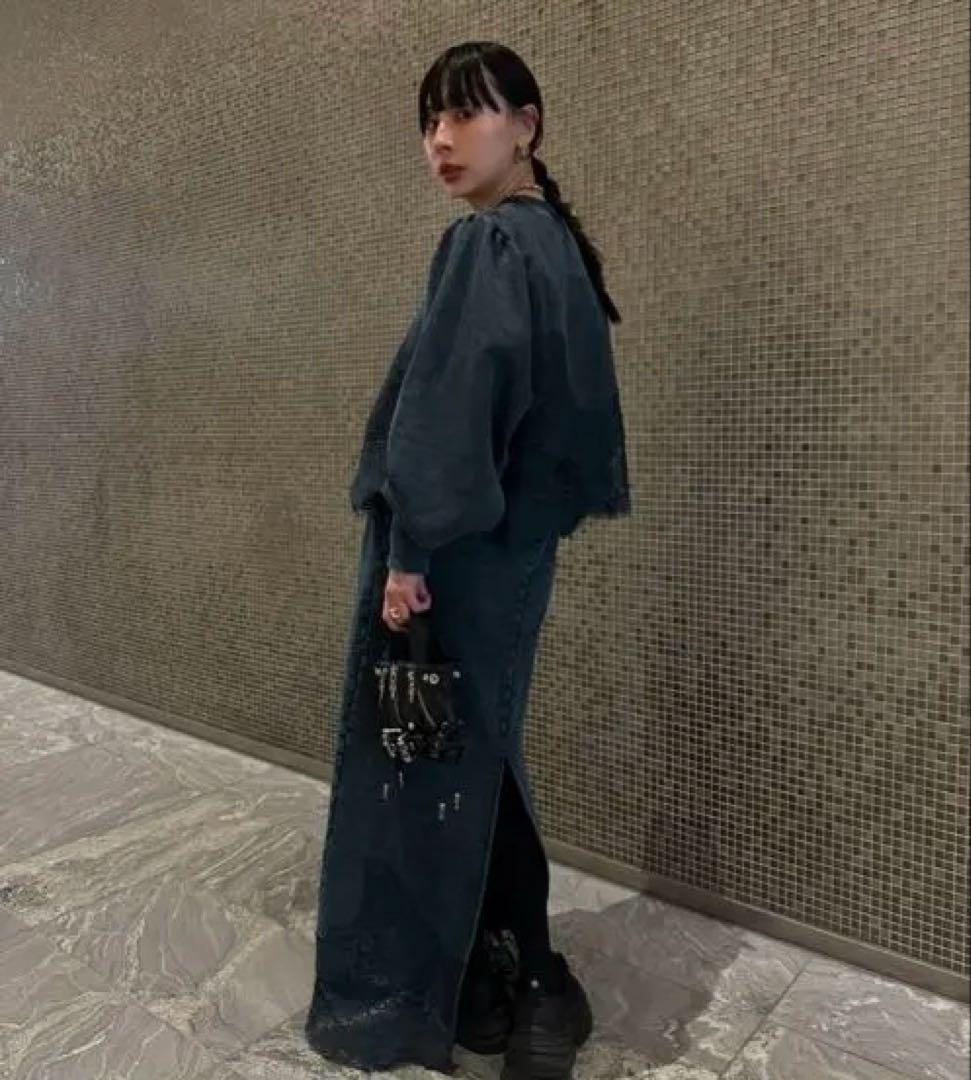 トップス AMERI CHEMICAL OVERDYE LACE SWEAT TOP