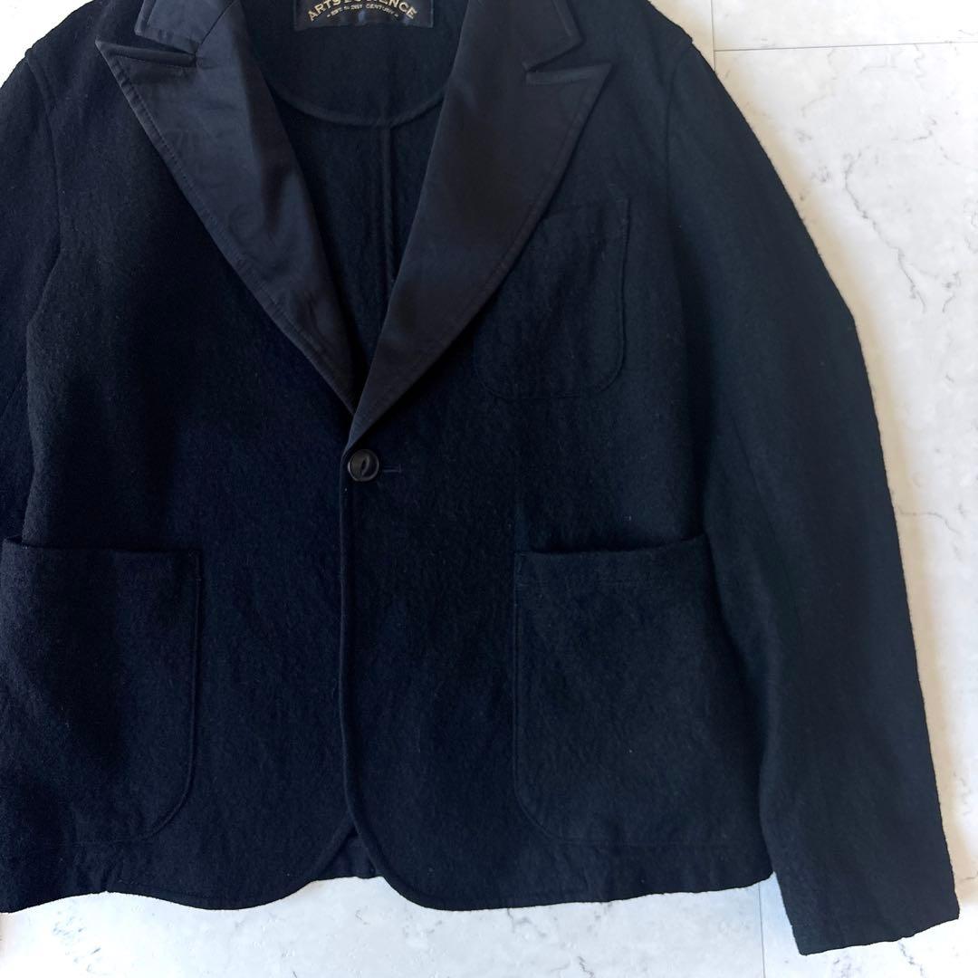 美品 アーツアンドサイエンス 日本製 縮絨ウールシルク テーラード ジャケット黒