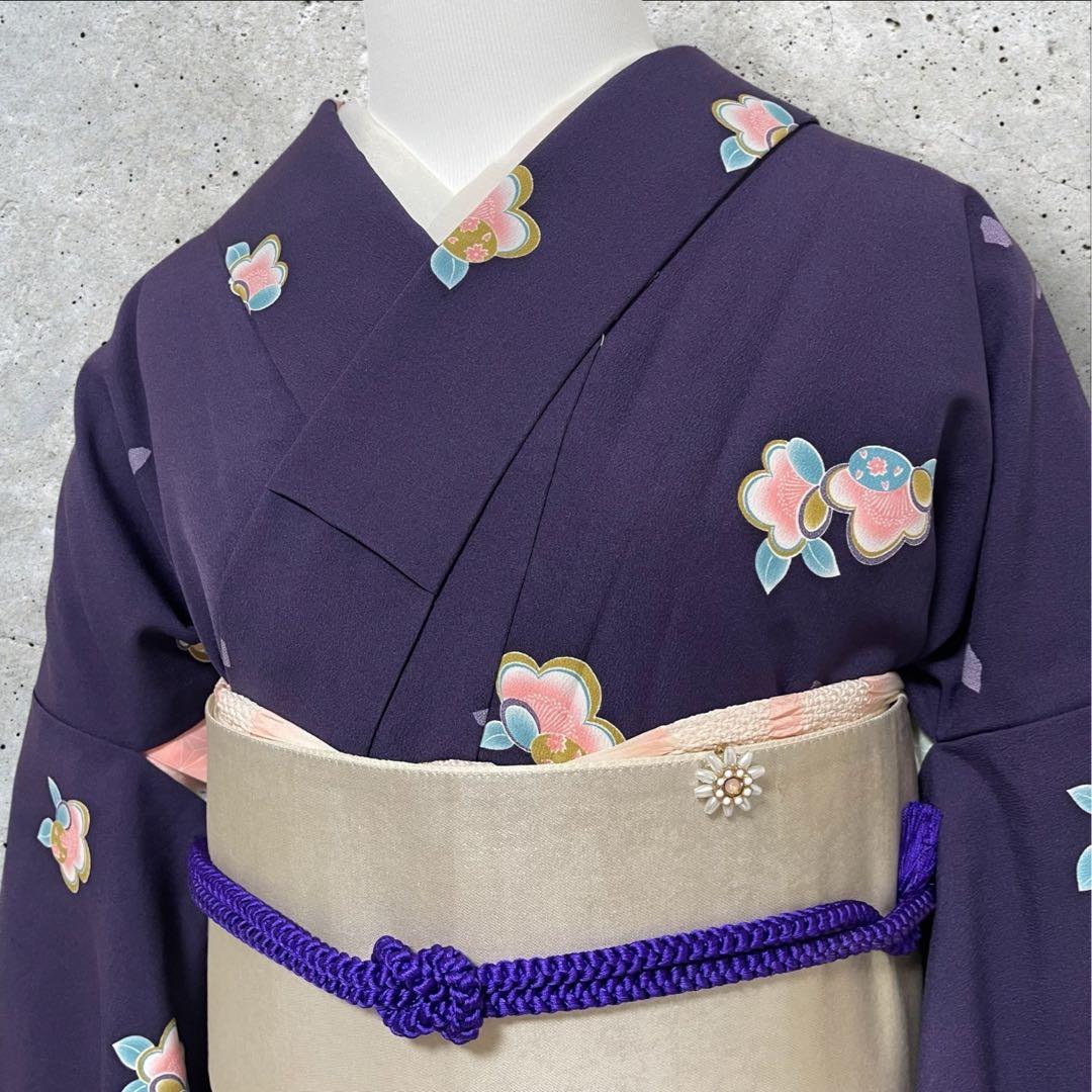 k225 飛び柄小紋 洗える着物 小紋 フルセット 身丈161裄丈68ゆったり