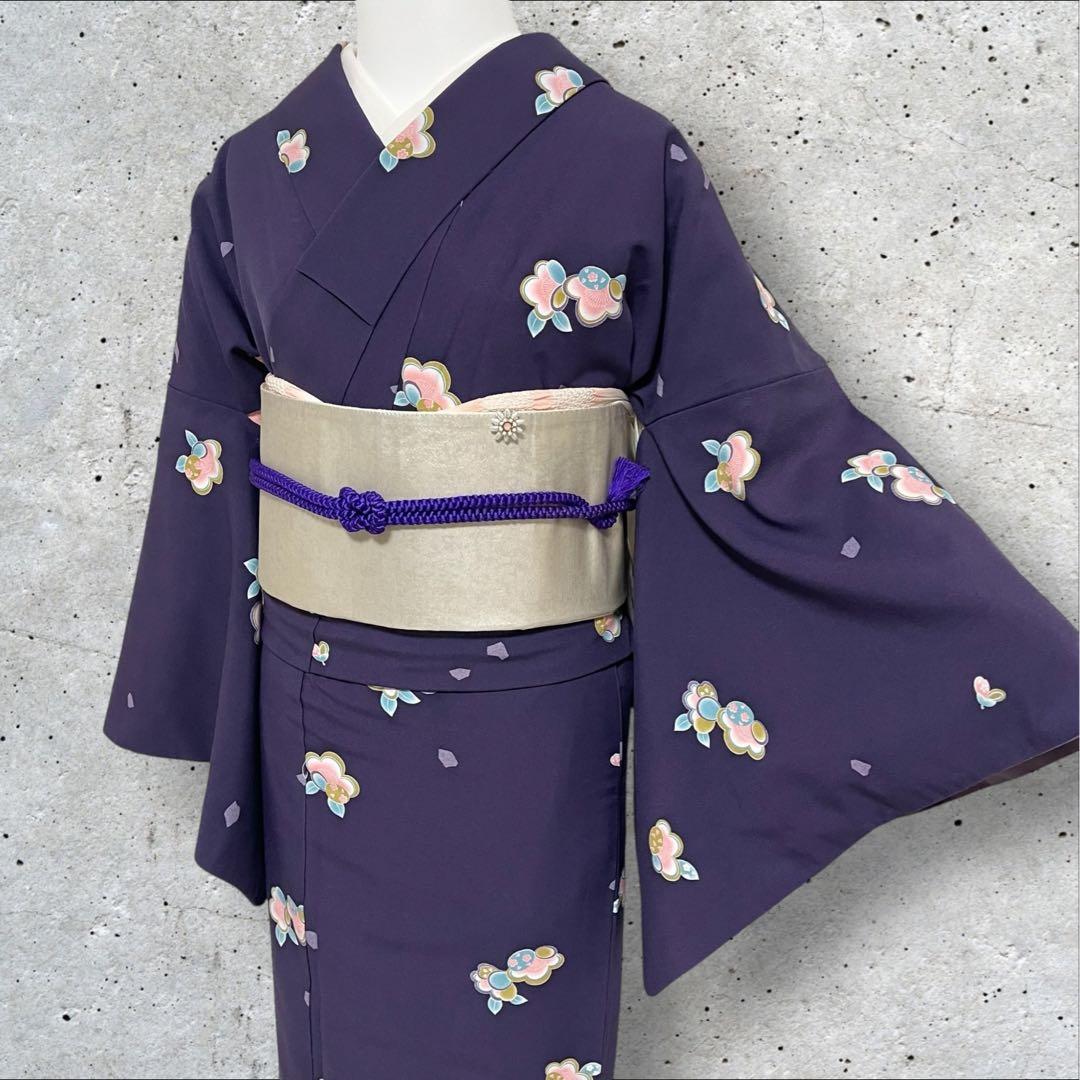 k225 飛び柄小紋 洗える着物 小紋 フルセット 身丈161裄丈68ゆったり