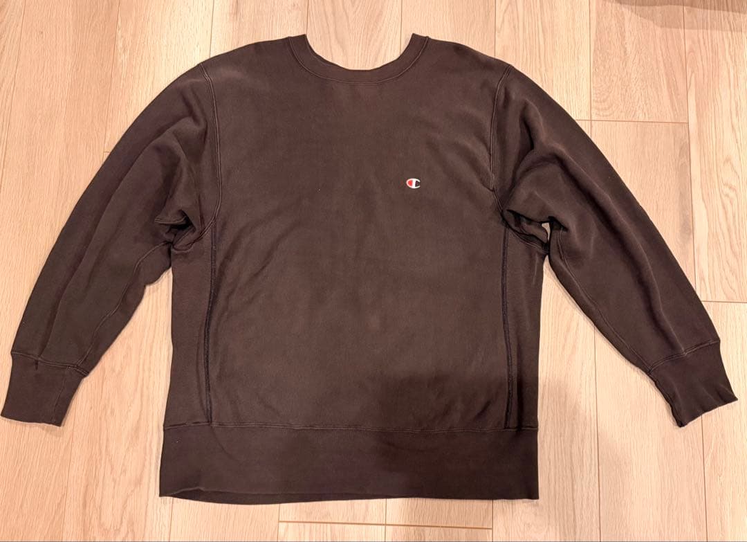 80s初期 チャンピオン 超フェード ブラック L リバースウィーブ 目無し 黒