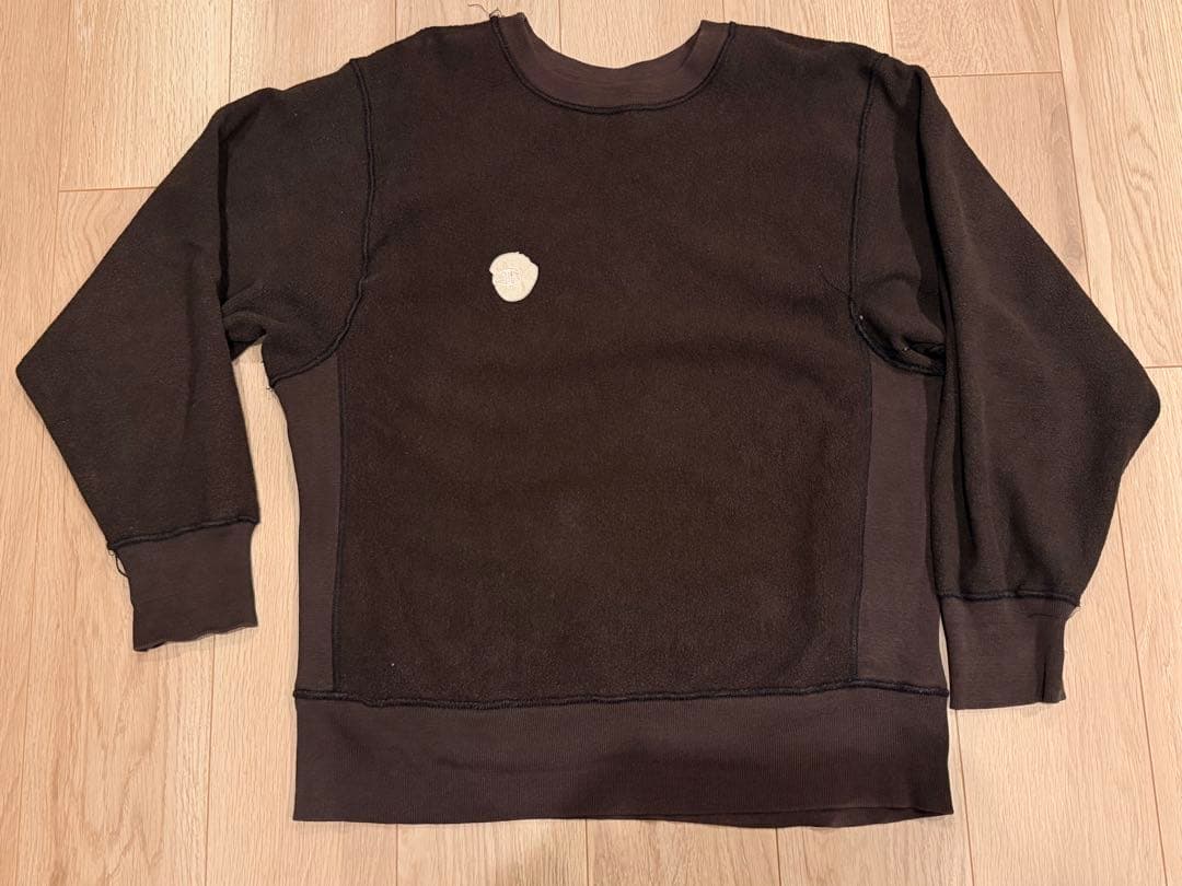 80s初期 チャンピオン 超フェード ブラック L リバースウィーブ 目無し 黒