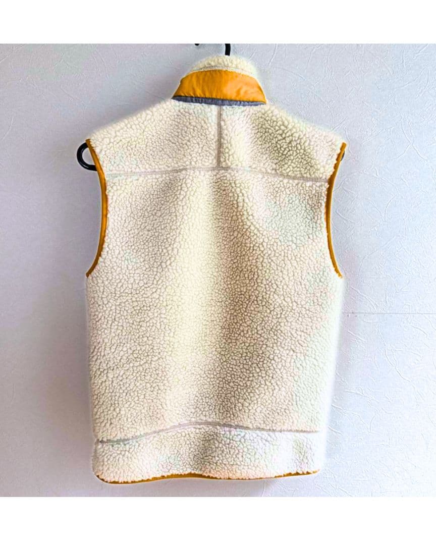 patagonia フリースベスト XS アイボリー/オレンジ