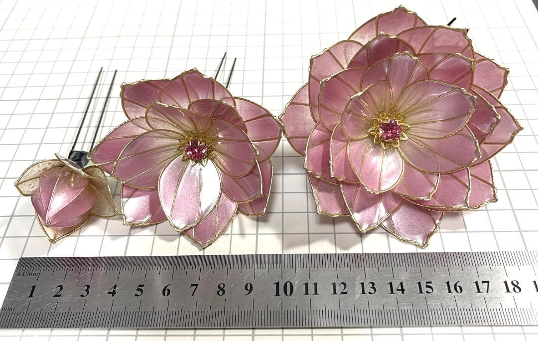 【碧　らくらく便】丸蓮5+つぼみ8セット【ピンクグラデ・ゴールドワイヤー】