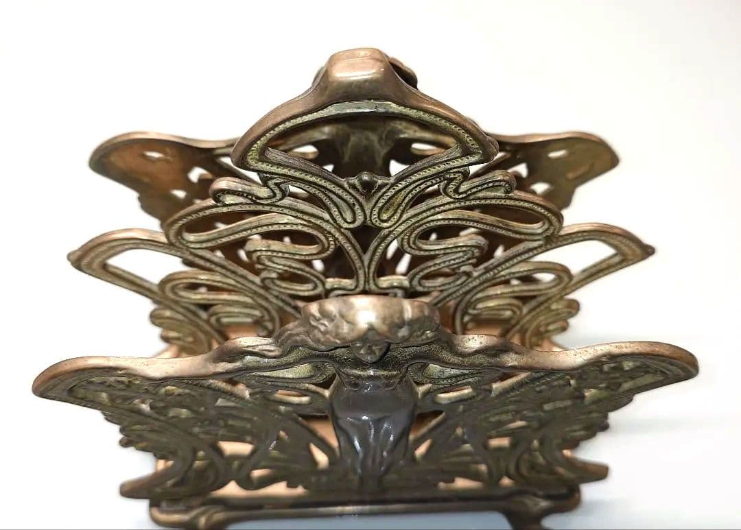 アールヌーボー風ブロンズナプキンスタンド　レターラック　アンティーク