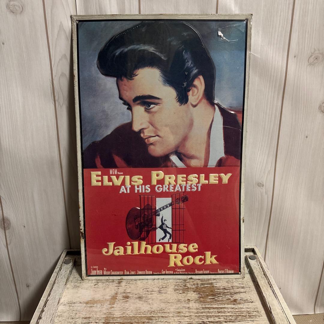 希少90sエルビスプレスリー監獄ロックヴィンテージブリキ看板レトロ映画パネルUS