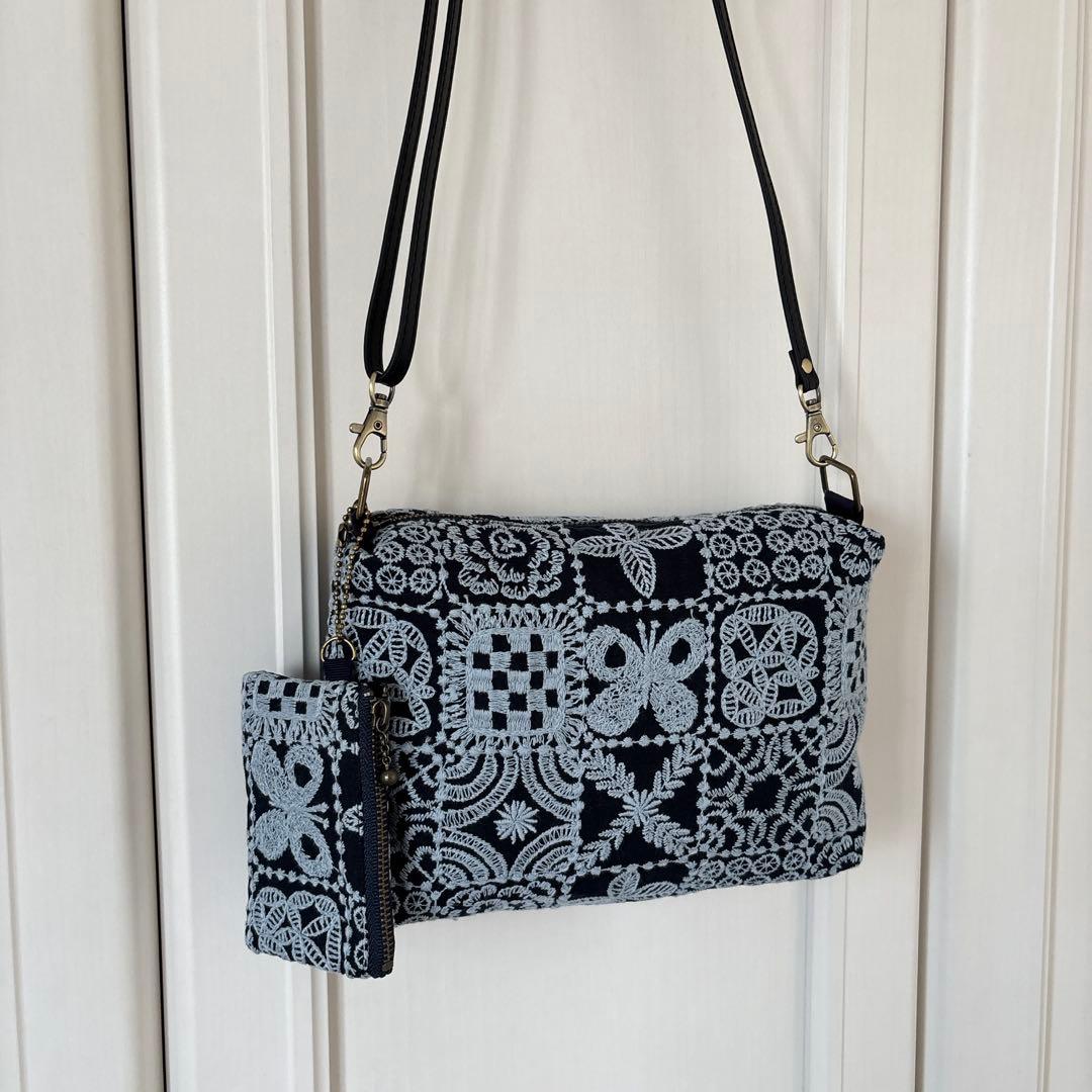 ハンドメイド スクエアショルダーバッグ ミナペルホネン forest tile