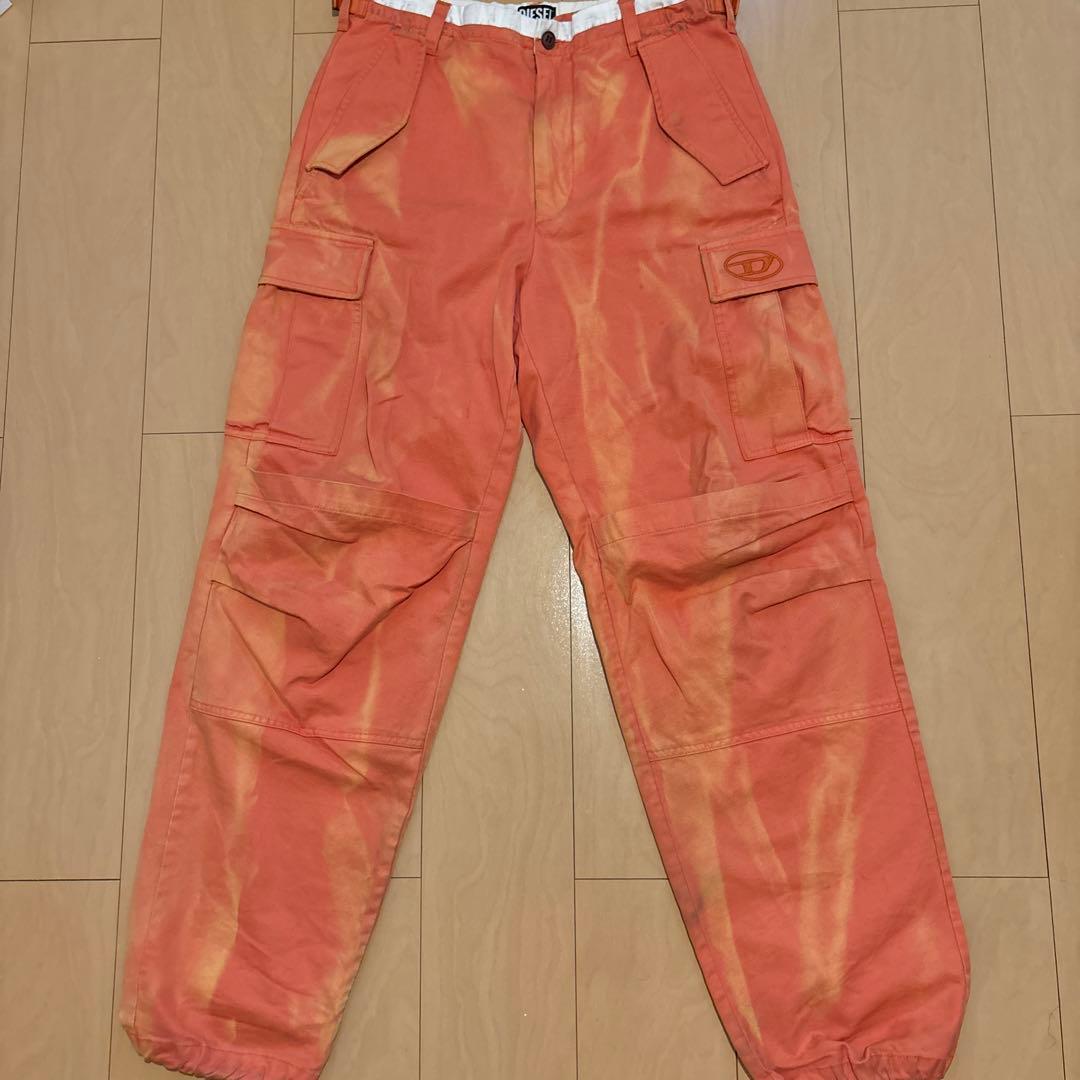 DIESEL ディーゼル　フェード加工　オレンジ カーゴパンツ