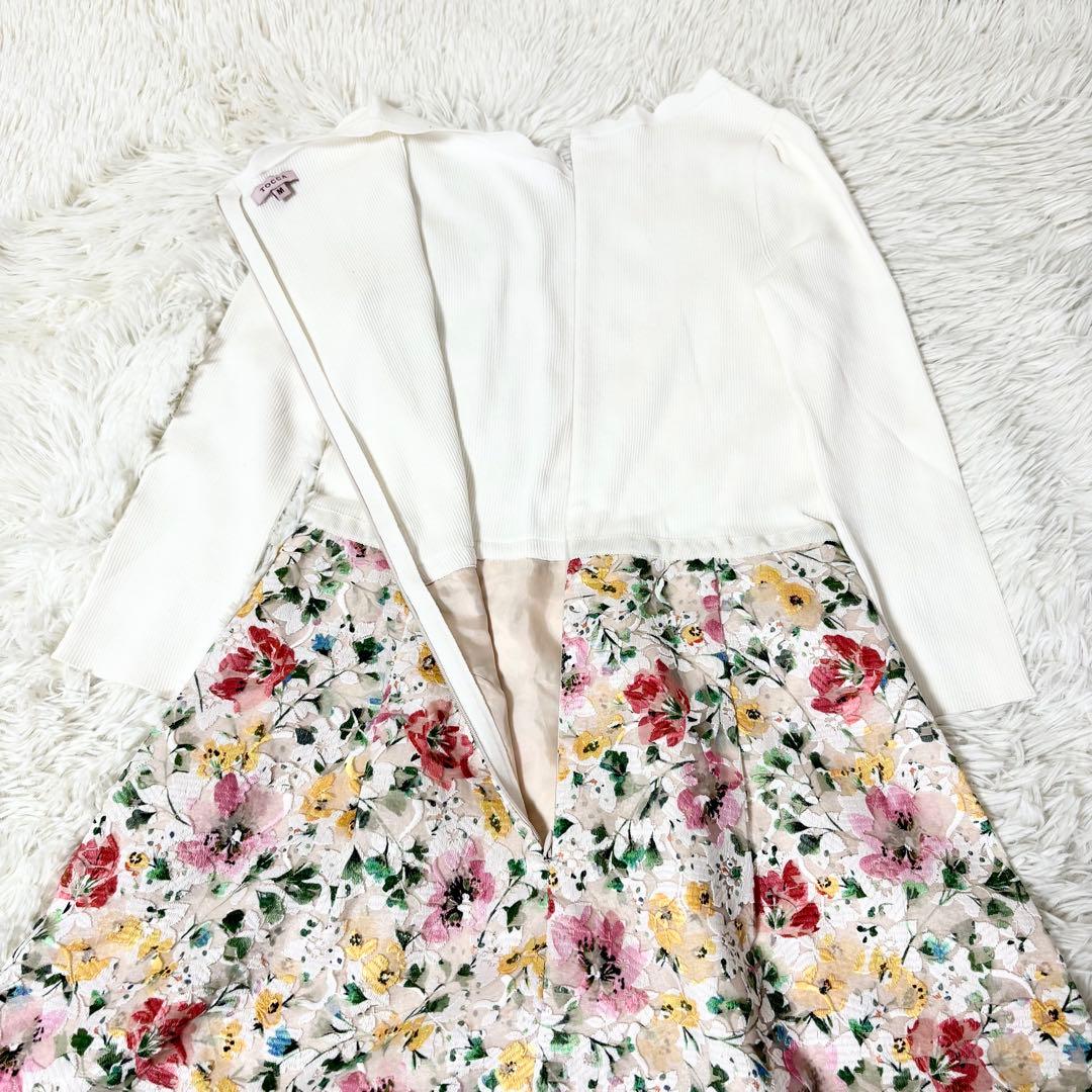 極美品✨トッカ ニットドレス ワンピース＋カーディガン アンサンブル 花刺繍