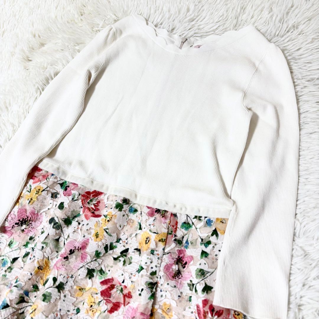 極美品✨トッカ ニットドレス ワンピース＋カーディガン アンサンブル 花刺繍