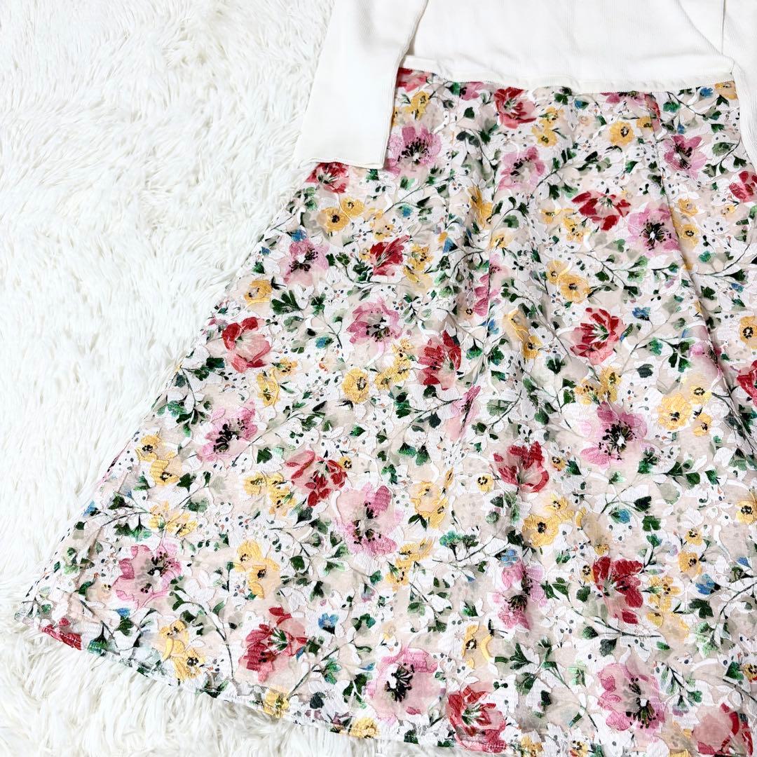 極美品✨トッカ ニットドレス ワンピース＋カーディガン アンサンブル 花刺繍