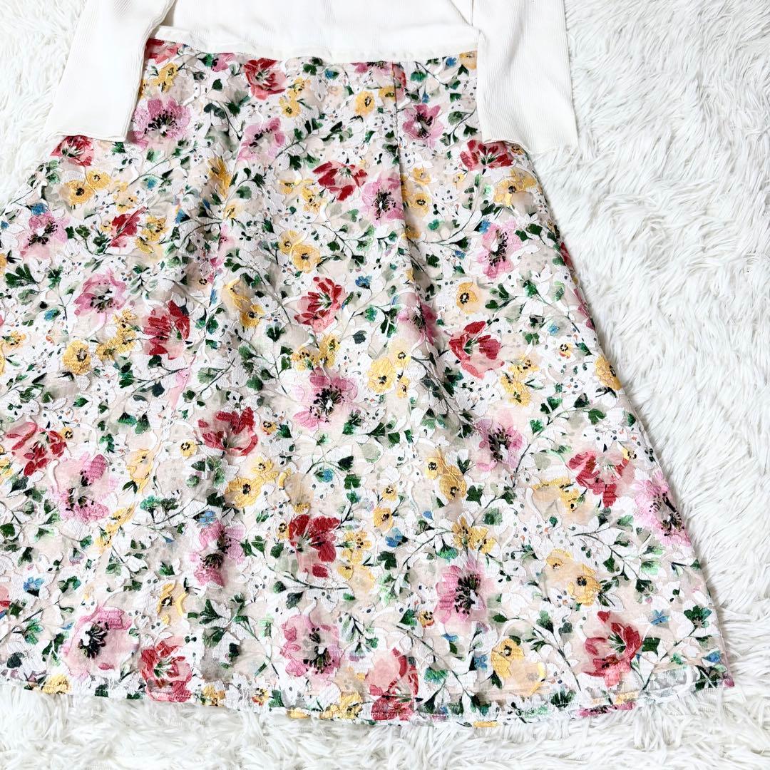 極美品✨トッカ ニットドレス ワンピース＋カーディガン アンサンブル 花刺繍