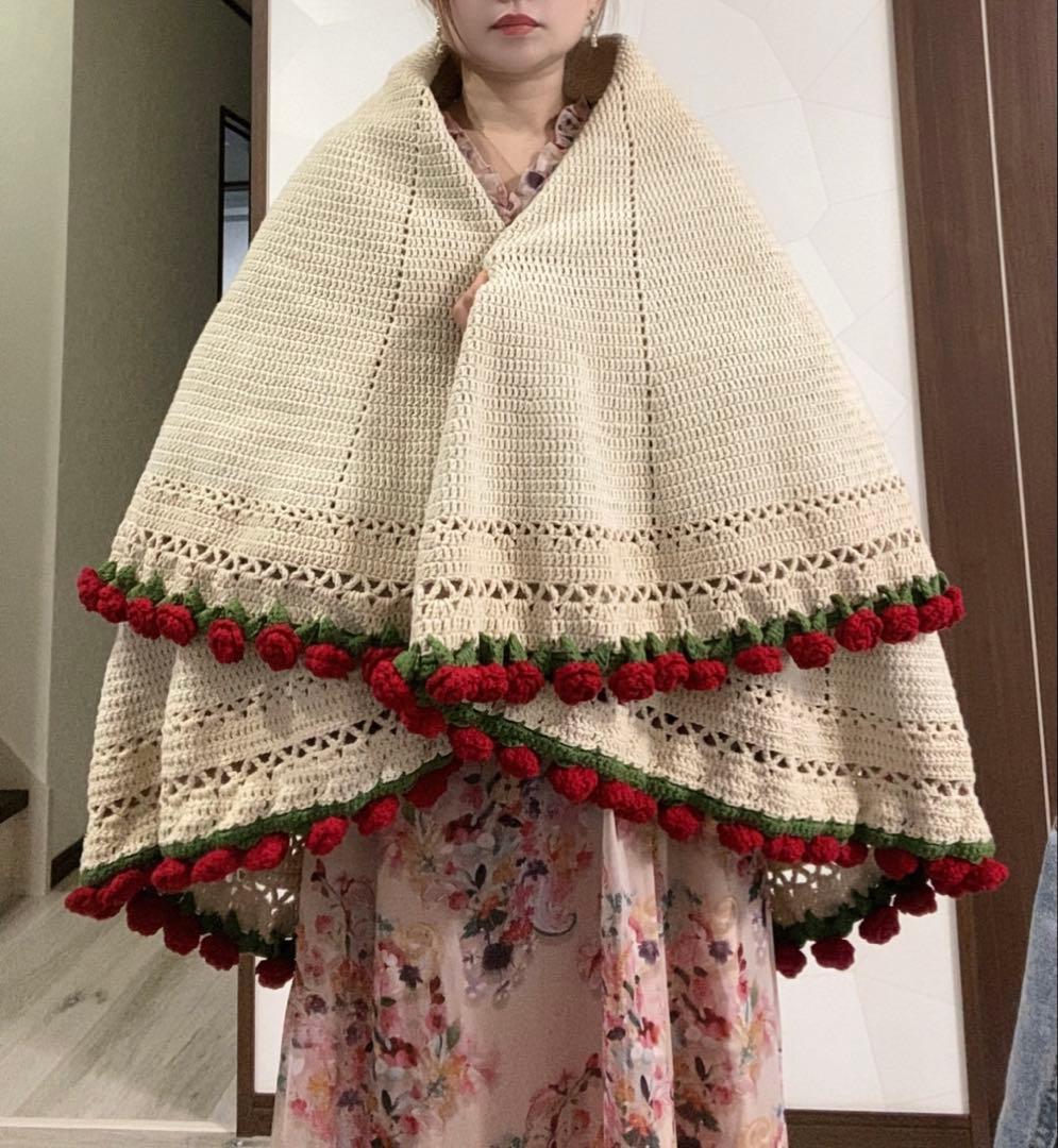 （専用）バラの花束ブランケット直径143cm，102本の大きなバラ，ストール