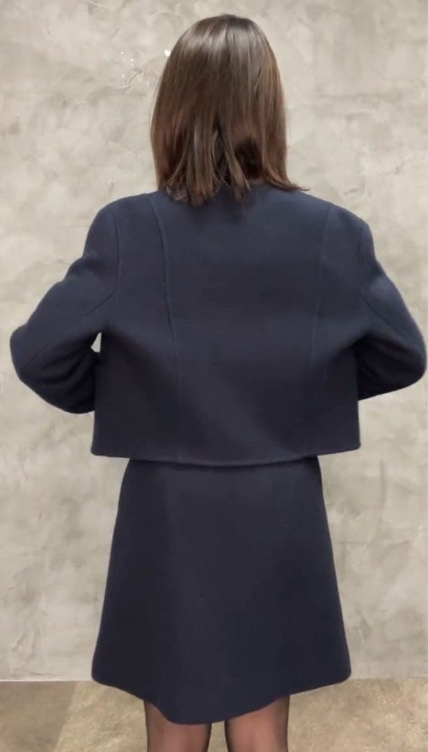 アニュアンス　ウールダブルクロスミニスカート　ネイビー　ウールミニスカート