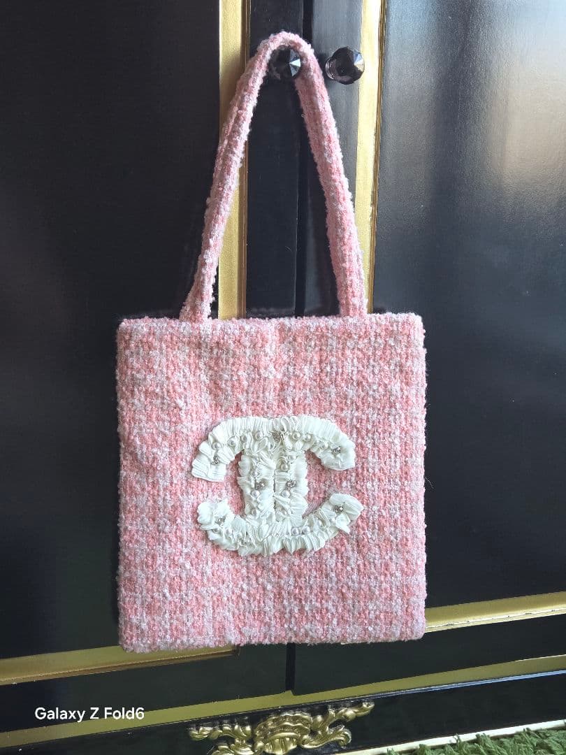 CHANEL（シャネル）ノベルティ ツイード トートバッグ（ピンク）