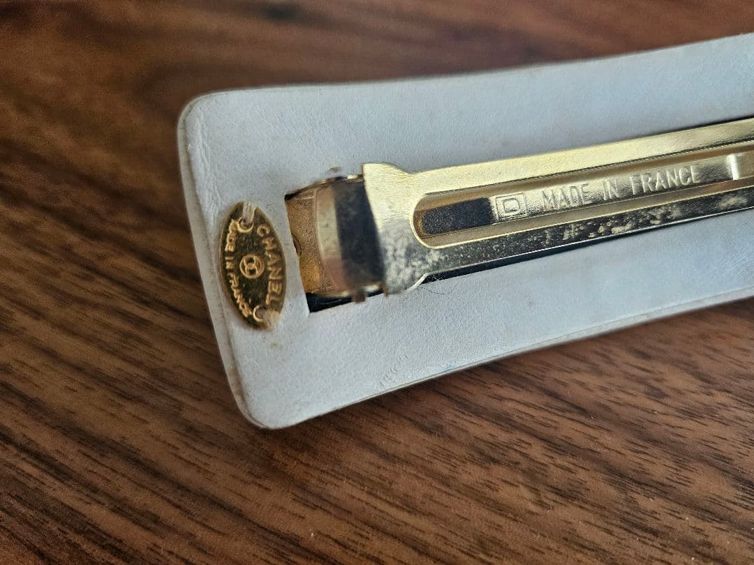 CHANEL ヴィンテージ ホワイトレザー バレッタ