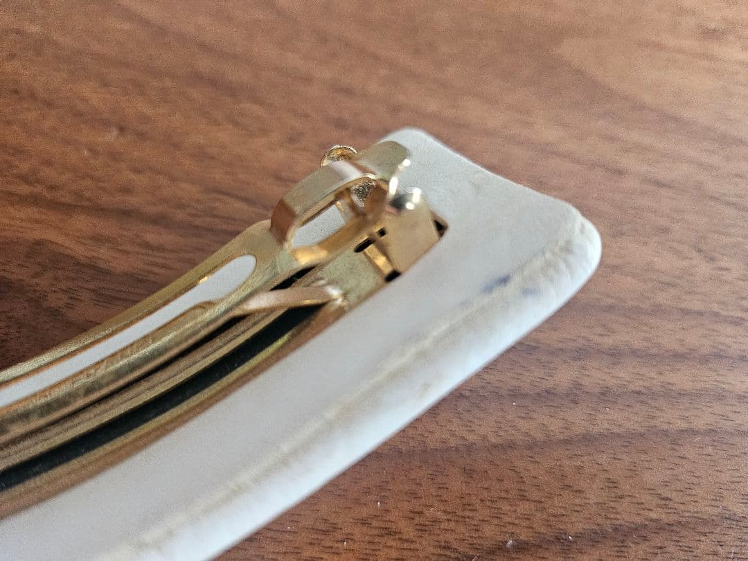 CHANEL ヴィンテージ ホワイトレザー バレッタ