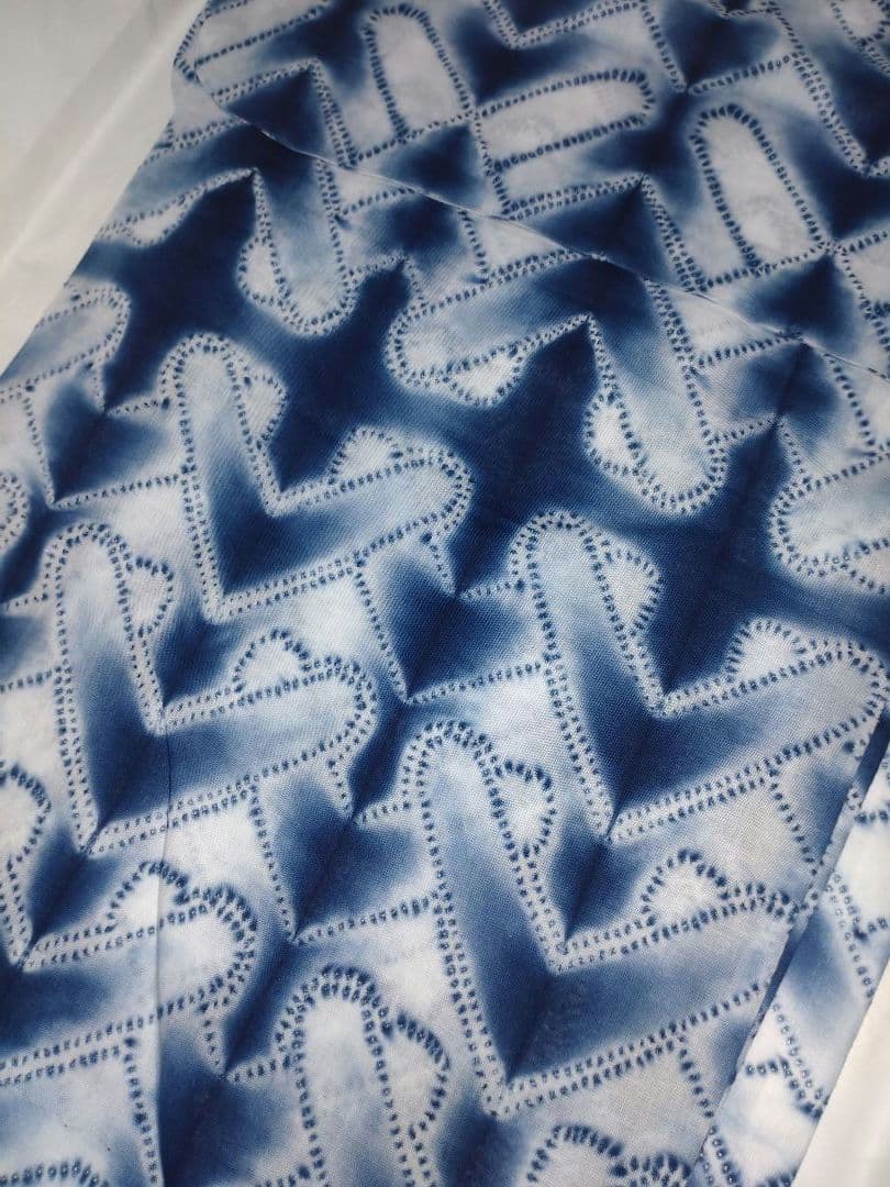 新品未使用　浴衣　有松鳴海絞り　藍染　板締め　綿100%　夏着物