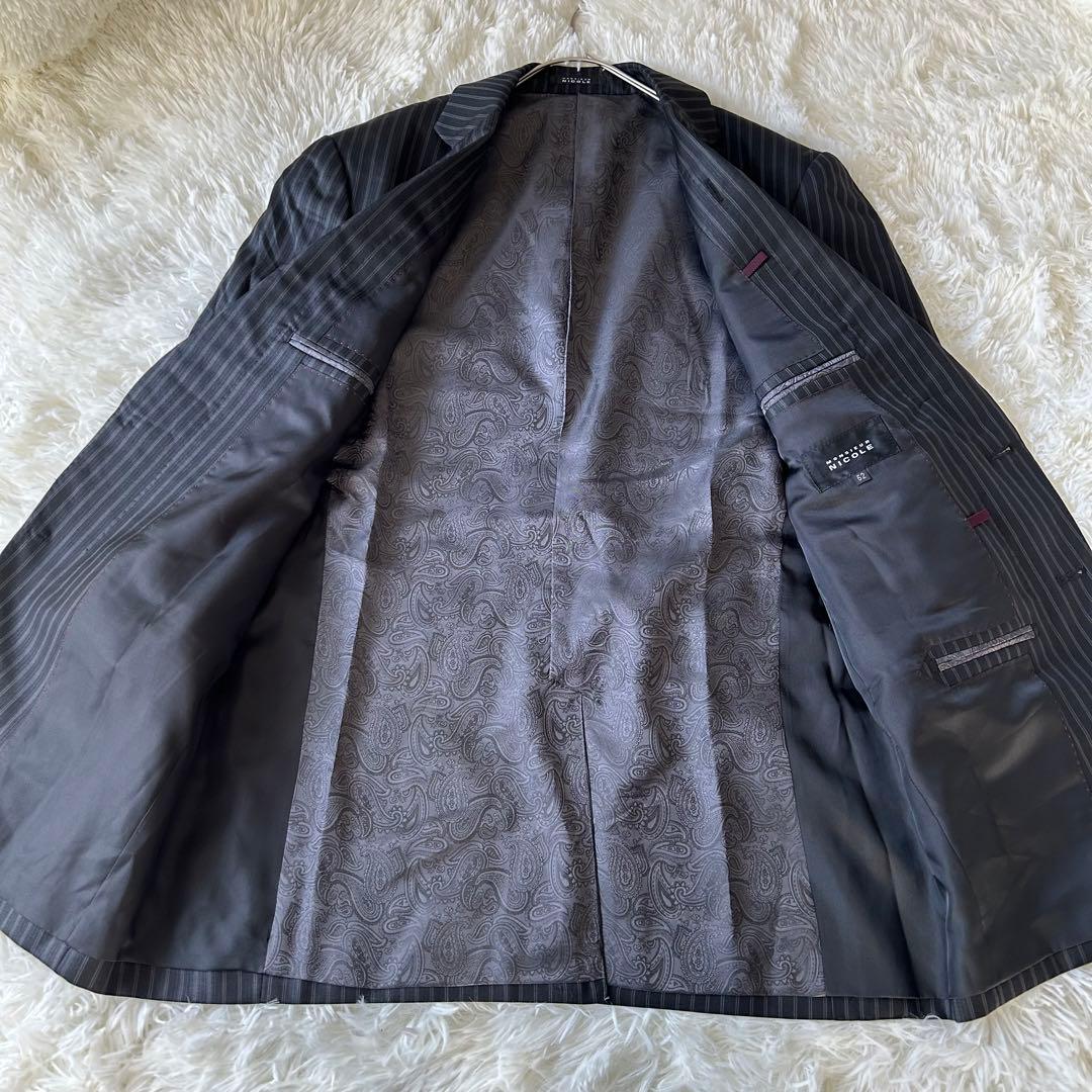 美品　MONSIEUR NICOLE セットアップ ビジネススーツ ストライプ