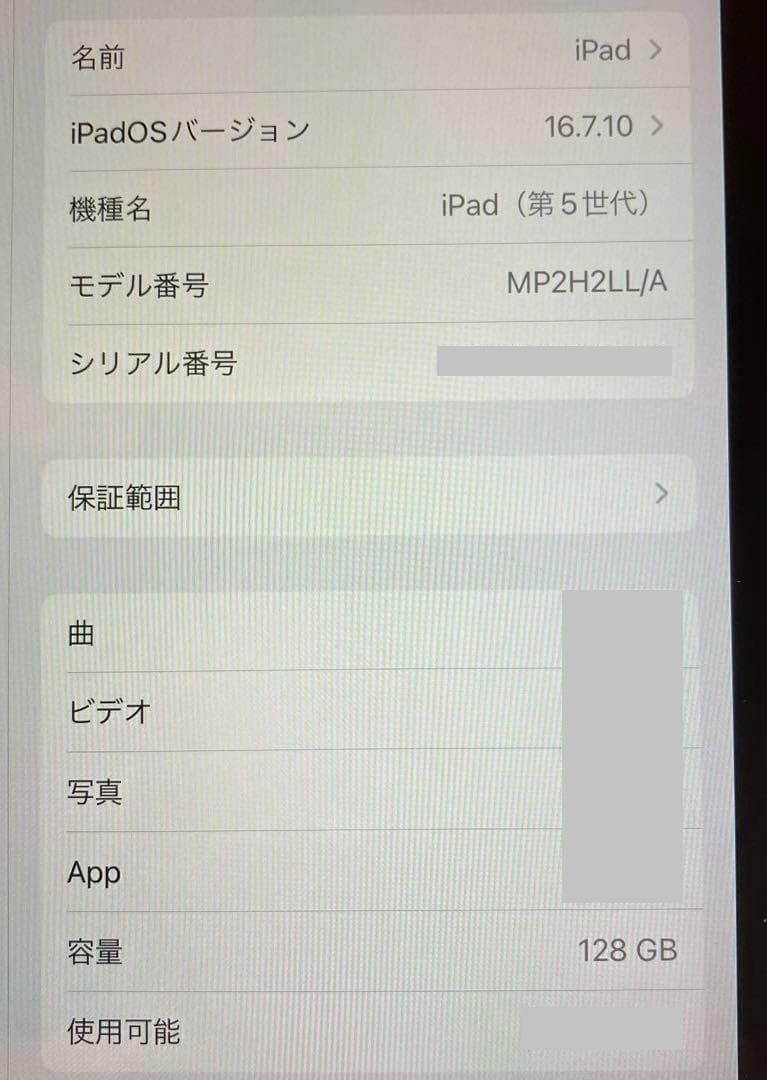 【美品】Apple iPad 第5世代 Wi-Fi 128GB (A1822)