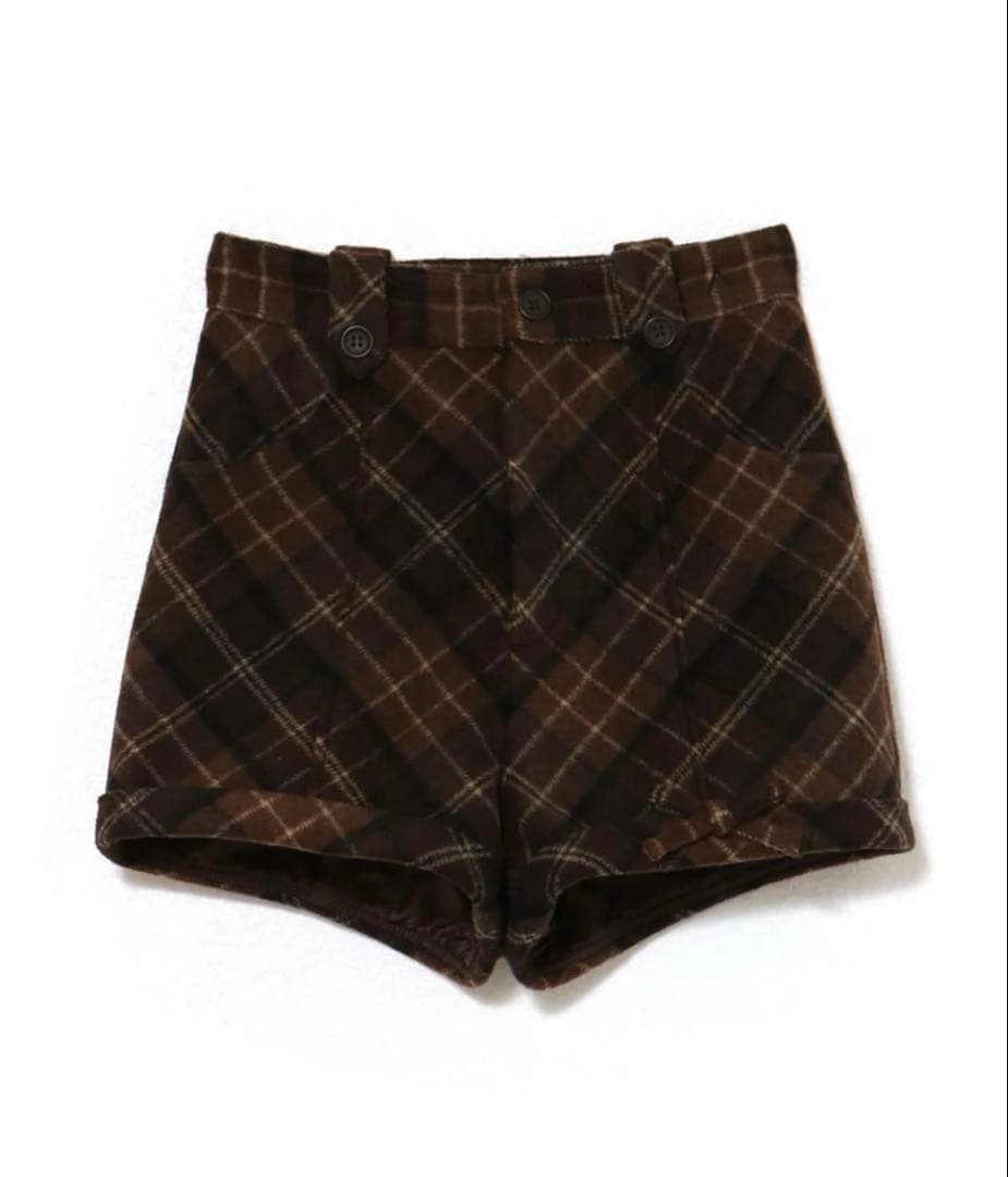 新品タグ付MサイズRibbon check mini pants andmary