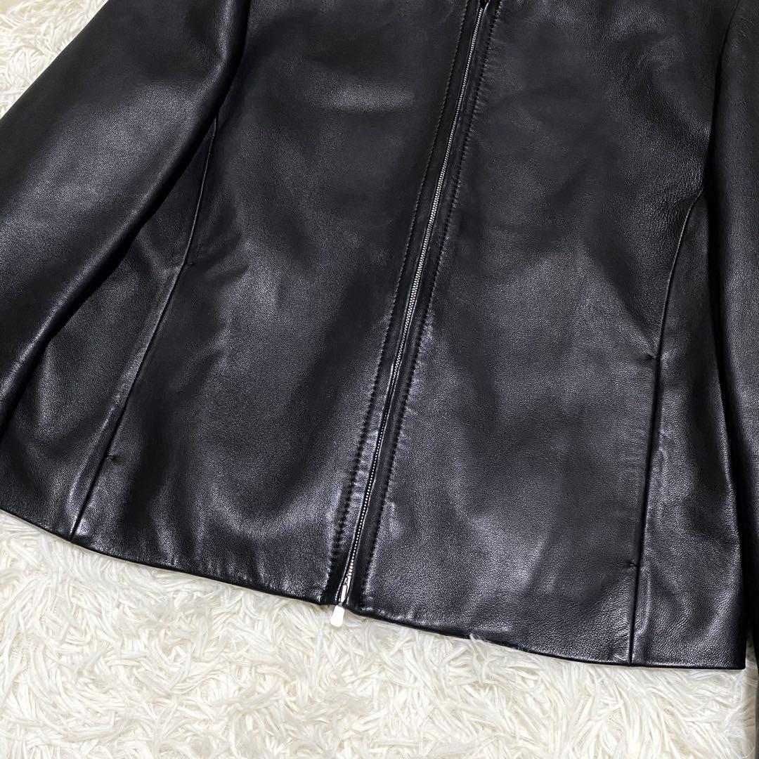 麻里 美品 ボールジィ ノーカラージャケット 羊革