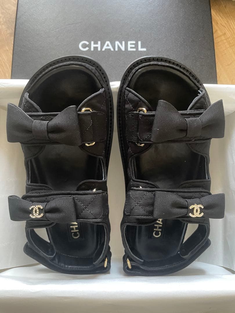 シャネル CHANELリボン サンダル
