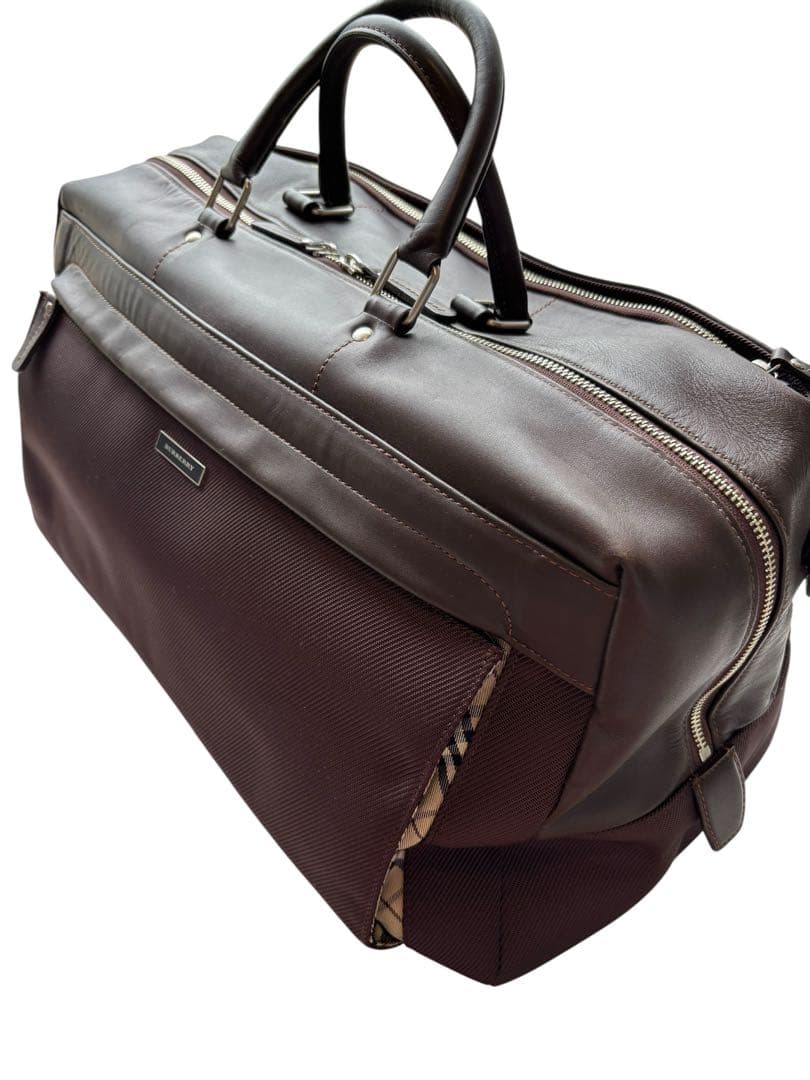 BURBURRY ボストンバッグ　旅行鞄　ビジネスバッグ　大容量　革　ブラウン系