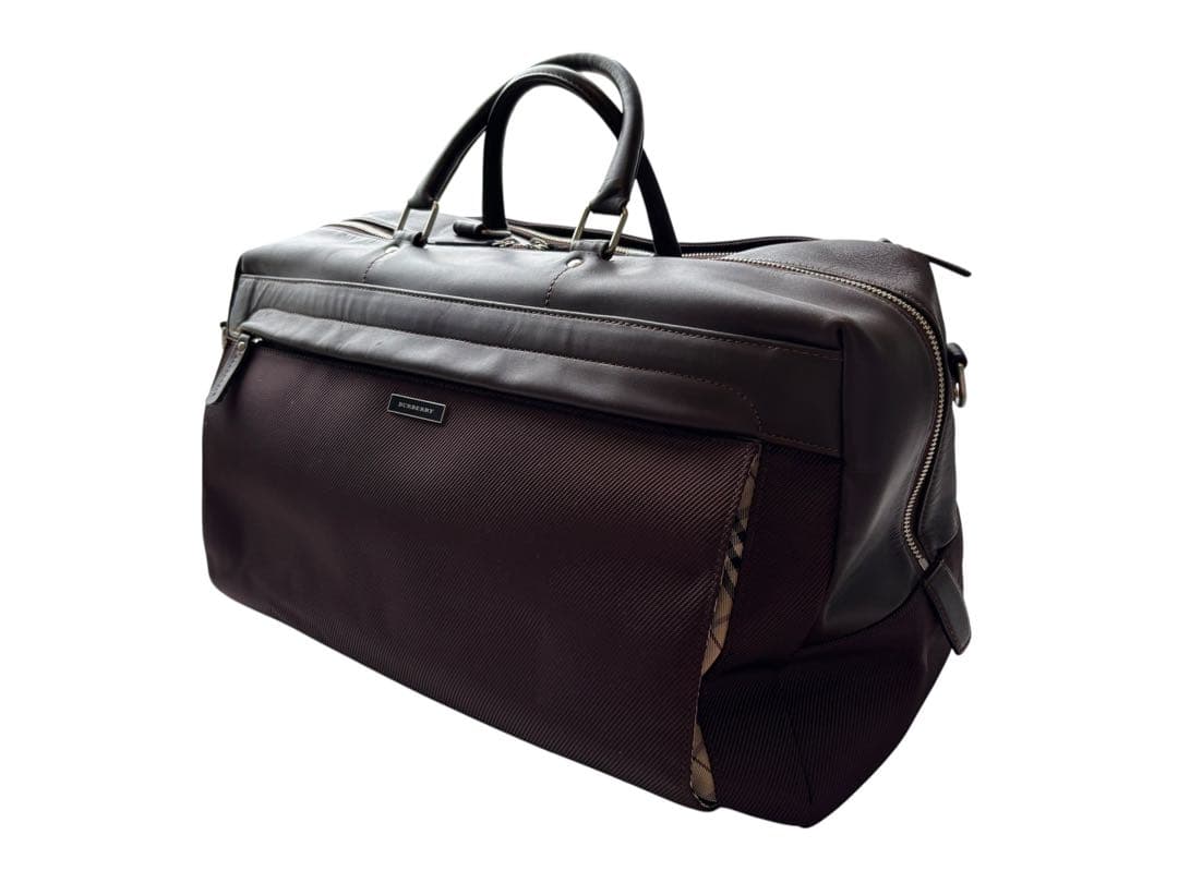 BURBURRY ボストンバッグ　旅行鞄　ビジネスバッグ　大容量　革　ブラウン系