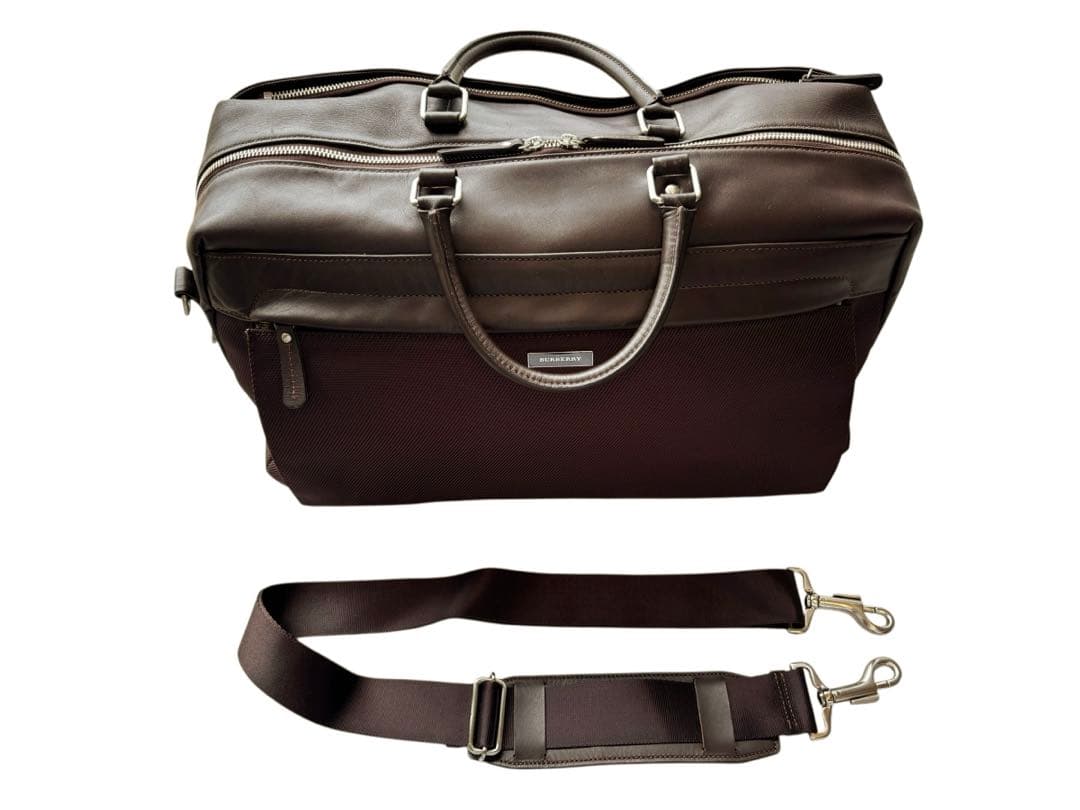 BURBURRY ボストンバッグ　旅行鞄　ビジネスバッグ　大容量　革　ブラウン系