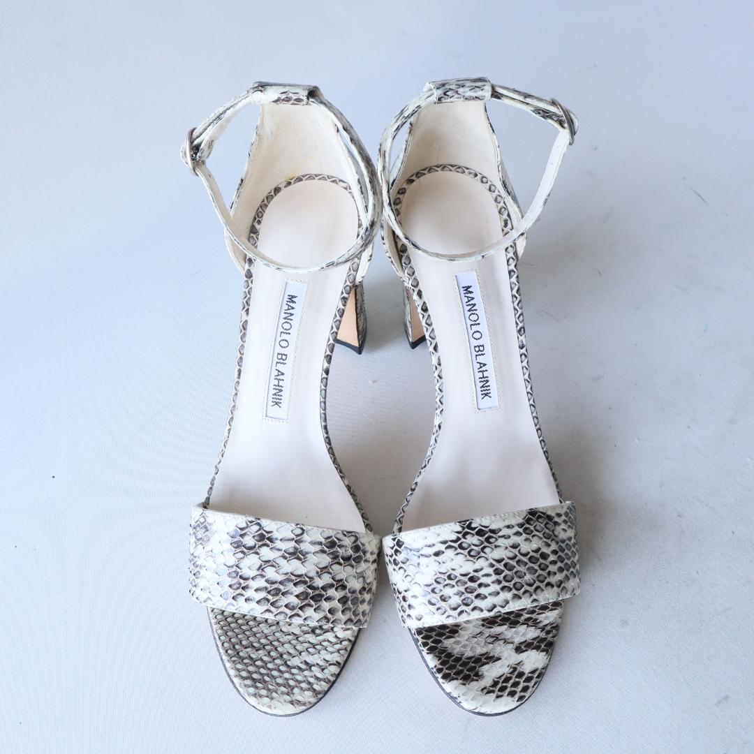 未使用マノロブラニク　7cmヒールサンダル 37 24cm パイソンレザー