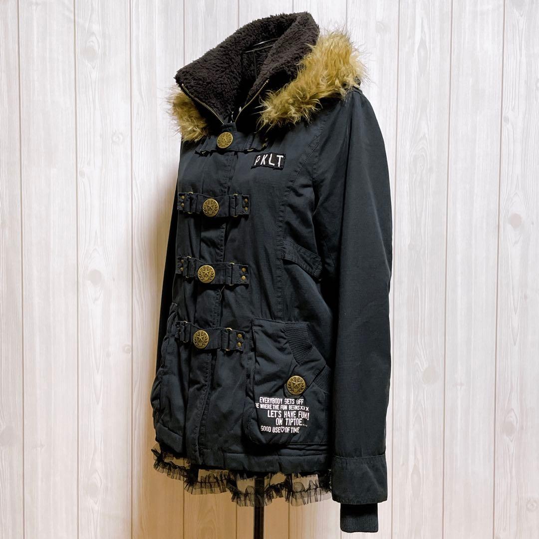 モッズコート ファー 黒 平成ギャル y2k グランジ ミリタリー d.i.a系
