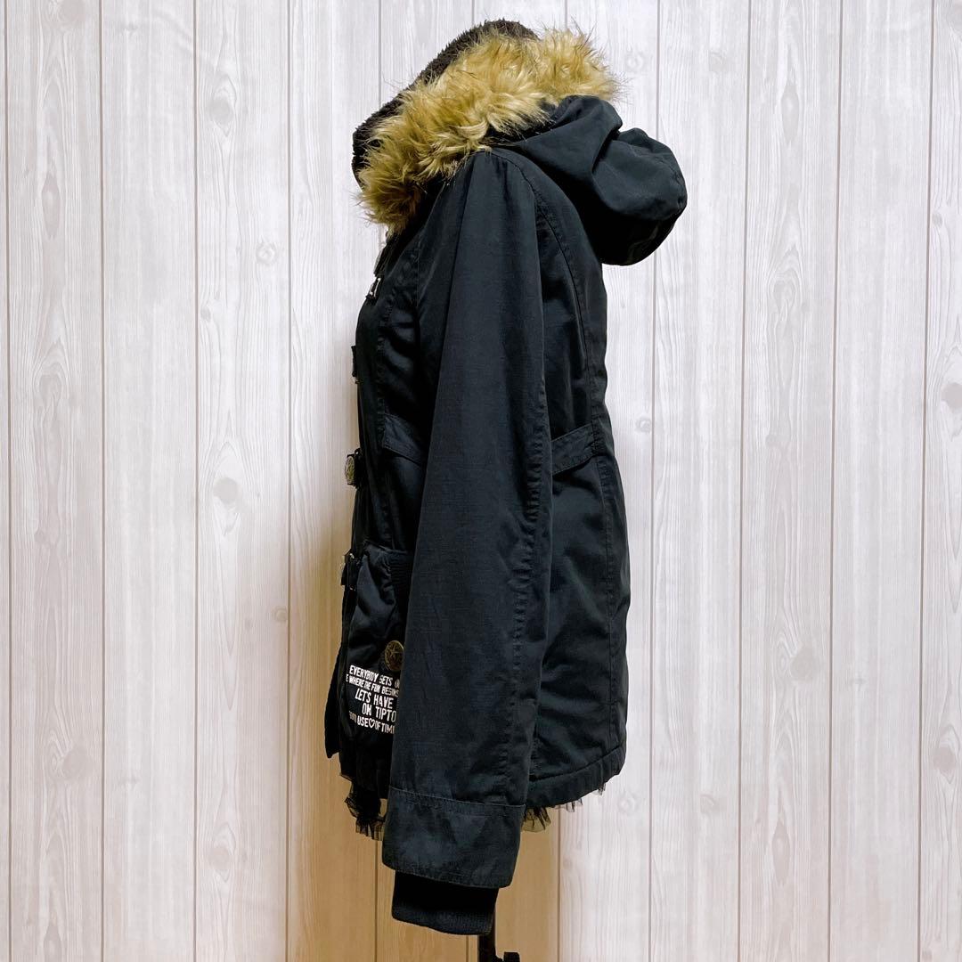 モッズコート ファー 黒 平成ギャル y2k グランジ ミリタリー d.i.a系