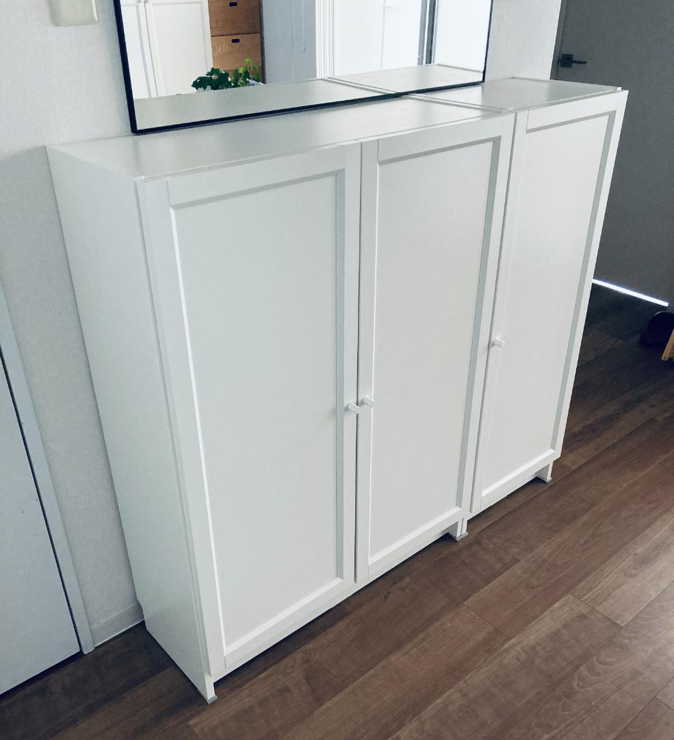 札幌引取 IKEA イケア Billy キャビネット ２点セット 本棚 扉付き