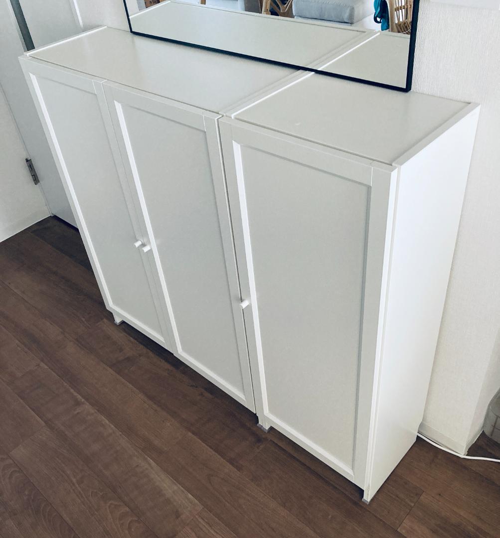 札幌引取 IKEA イケア Billy キャビネット ２点セット 本棚 扉付き