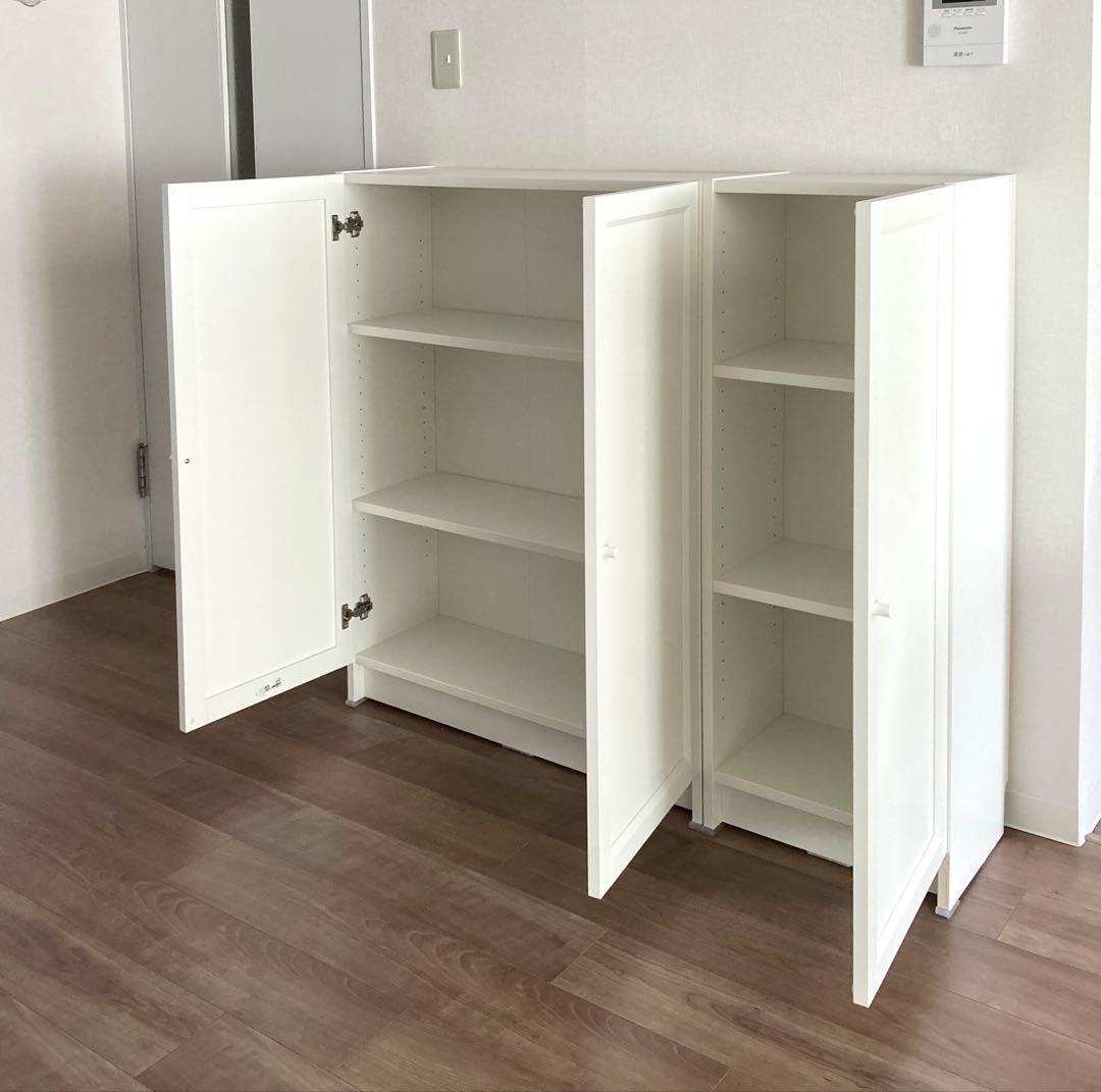 札幌引取 IKEA イケア Billy キャビネット ２点セット 本棚 扉付き
