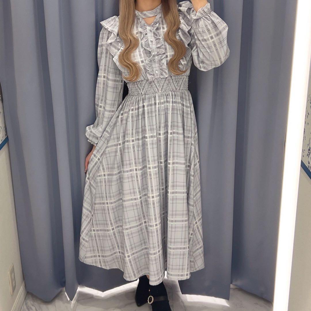 ❤︎4点セット❤︎ evelyn オリジナルチェックワンピース、水色界隈、量産型♩